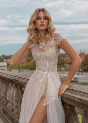 Ivory Beaded Wedding Dress With Detachable Jacket Ivory Beaded Wedding Dress With Detachable Jacket